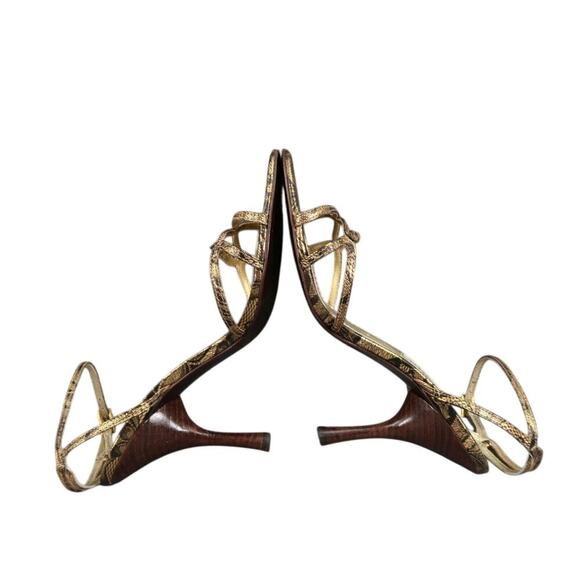 Via Spiga Shoes Womens 7 Pumps Strappy Heels Lace Print Leather Formal Going Out - Picture 10 of 15